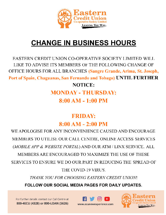 Change in Branch Hours